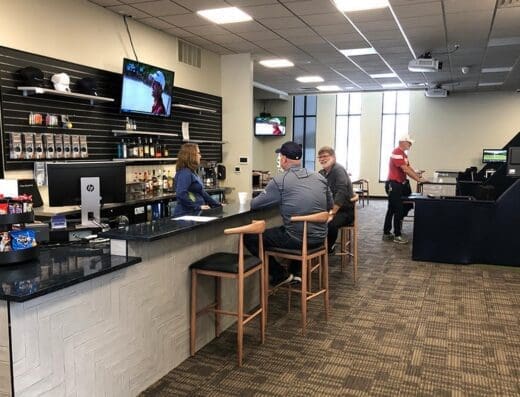 Bar and lounge at Range Time Golf in Sturtevant, WI